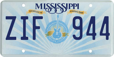 MS license plate ZIF944