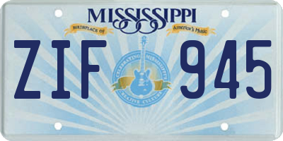 MS license plate ZIF945