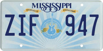 MS license plate ZIF947