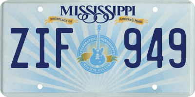 MS license plate ZIF949