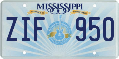 MS license plate ZIF950