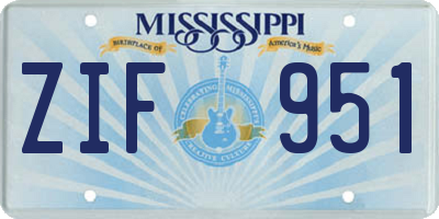 MS license plate ZIF951