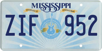 MS license plate ZIF952