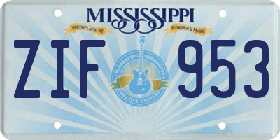 MS license plate ZIF953