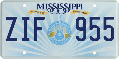 MS license plate ZIF955