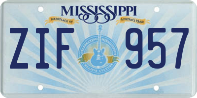 MS license plate ZIF957
