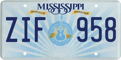 MS license plate ZIF958