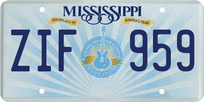 MS license plate ZIF959