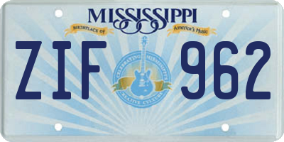 MS license plate ZIF962