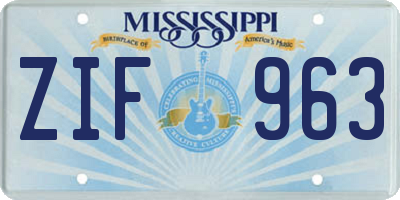 MS license plate ZIF963