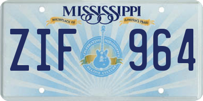 MS license plate ZIF964