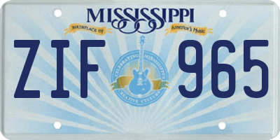 MS license plate ZIF965