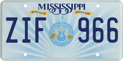 MS license plate ZIF966