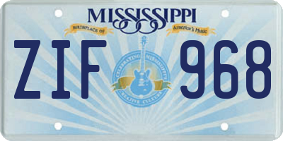MS license plate ZIF968