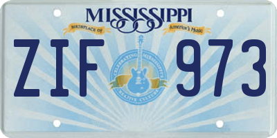MS license plate ZIF973