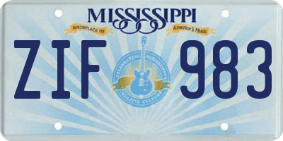 MS license plate ZIF983