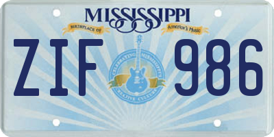 MS license plate ZIF986