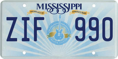 MS license plate ZIF990