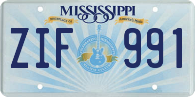 MS license plate ZIF991