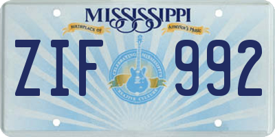 MS license plate ZIF992
