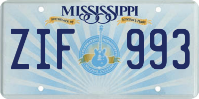 MS license plate ZIF993