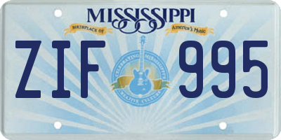 MS license plate ZIF995