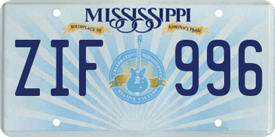 MS license plate ZIF996