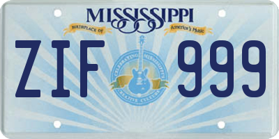 MS license plate ZIF999