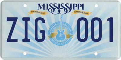 MS license plate ZIG001