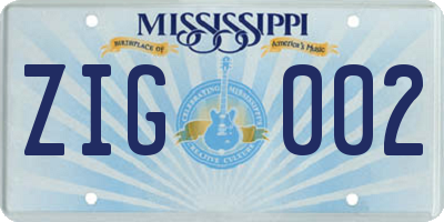 MS license plate ZIG002