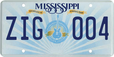 MS license plate ZIG004