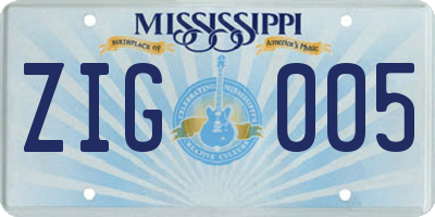 MS license plate ZIG005