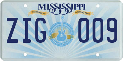 MS license plate ZIG009