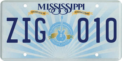 MS license plate ZIG010