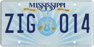MS license plate ZIG014