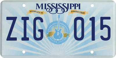 MS license plate ZIG015
