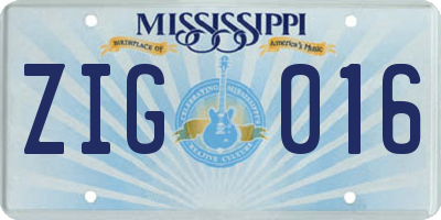 MS license plate ZIG016
