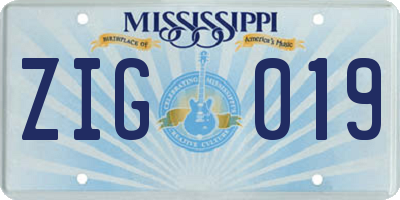 MS license plate ZIG019