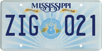 MS license plate ZIG021