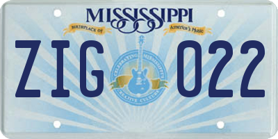 MS license plate ZIG022