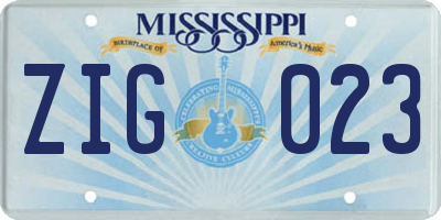 MS license plate ZIG023