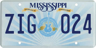 MS license plate ZIG024