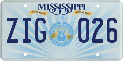 MS license plate ZIG026