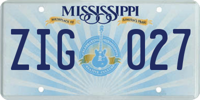 MS license plate ZIG027