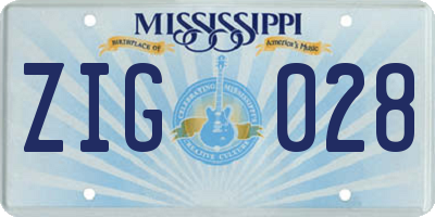 MS license plate ZIG028