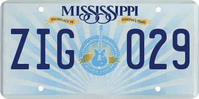 MS license plate ZIG029