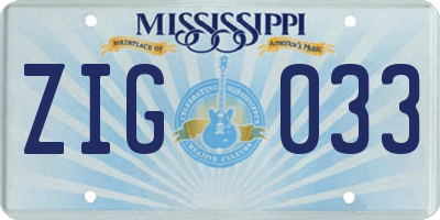 MS license plate ZIG033