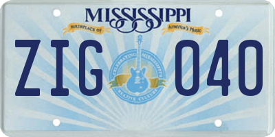 MS license plate ZIG040