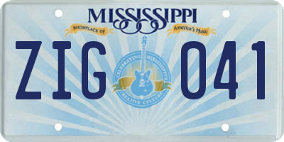 MS license plate ZIG041