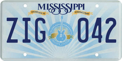 MS license plate ZIG042